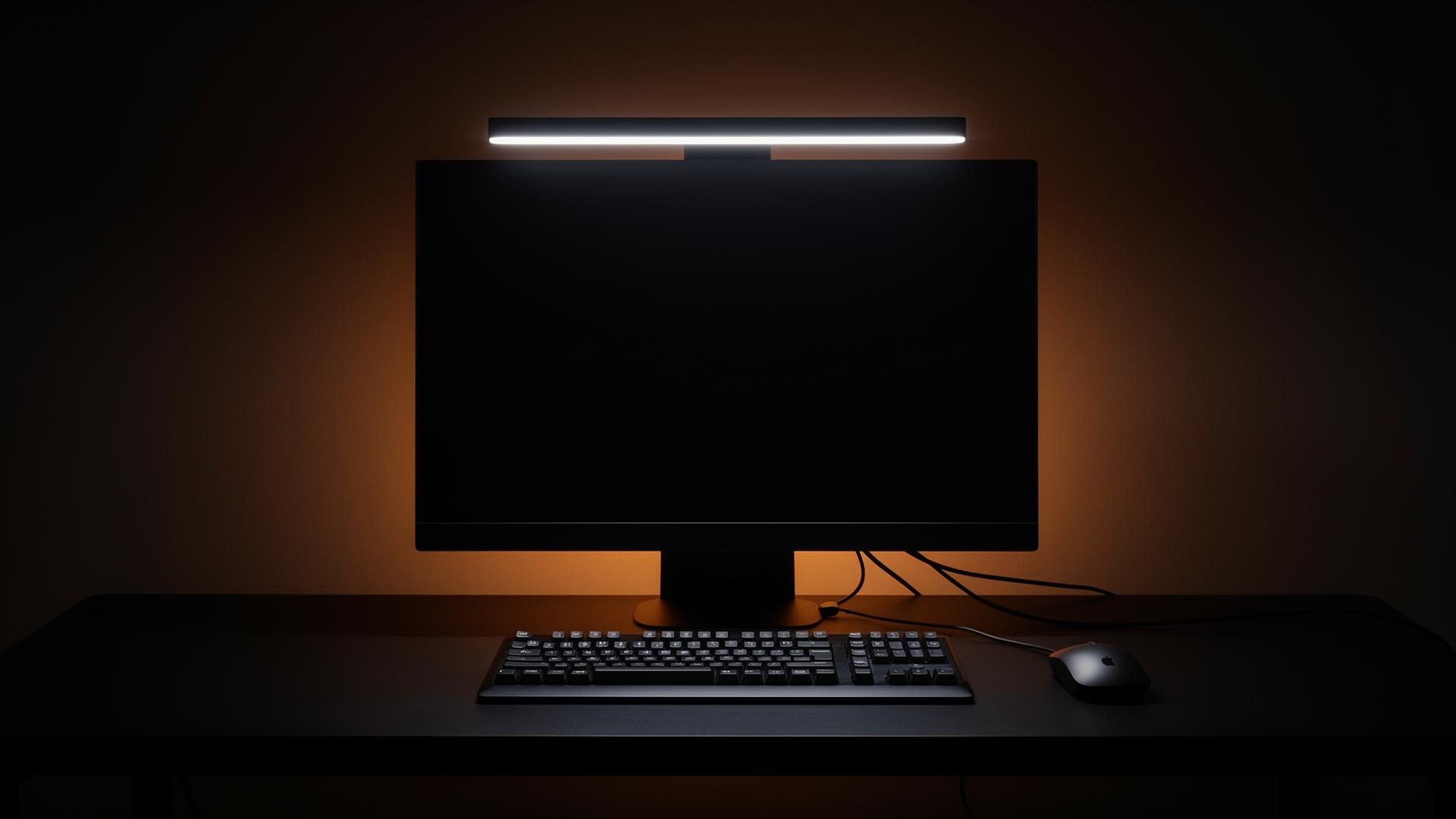 Modern minimal desk setup with ambient lighting